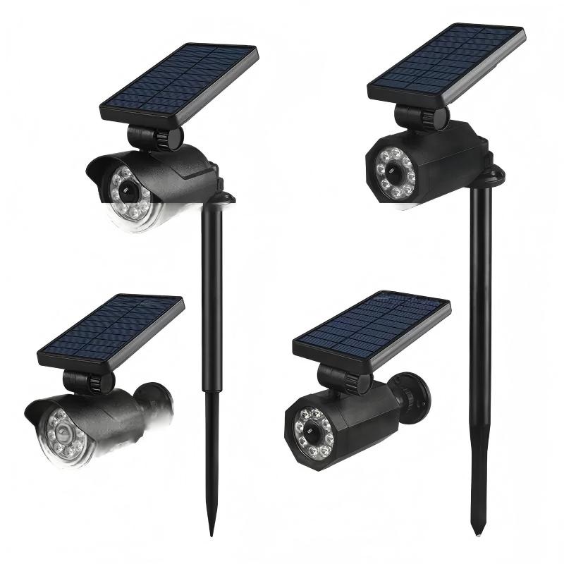 8 LED Solar Powered Motion Sensor Outdoor Spotlight Integrated LED Black Security Camera Solar Night Light for Garden Wall