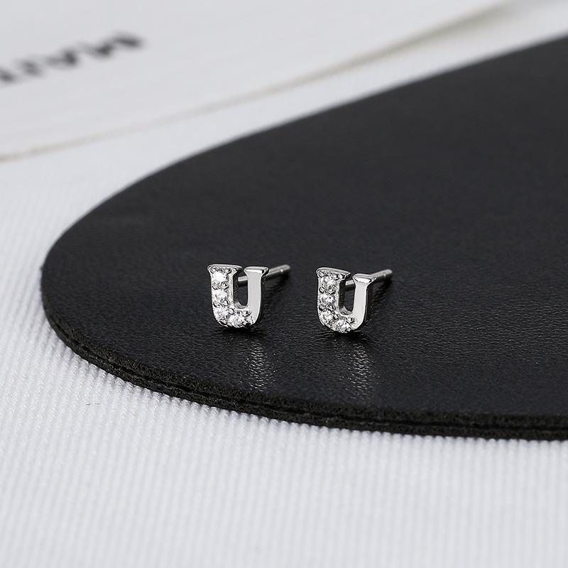Pendientes de Diamantes con Letra Personalizada de Plata de Ley S925 Banyan Tree - Pendientes Individuales para Cartílago para Hombre y Mujer