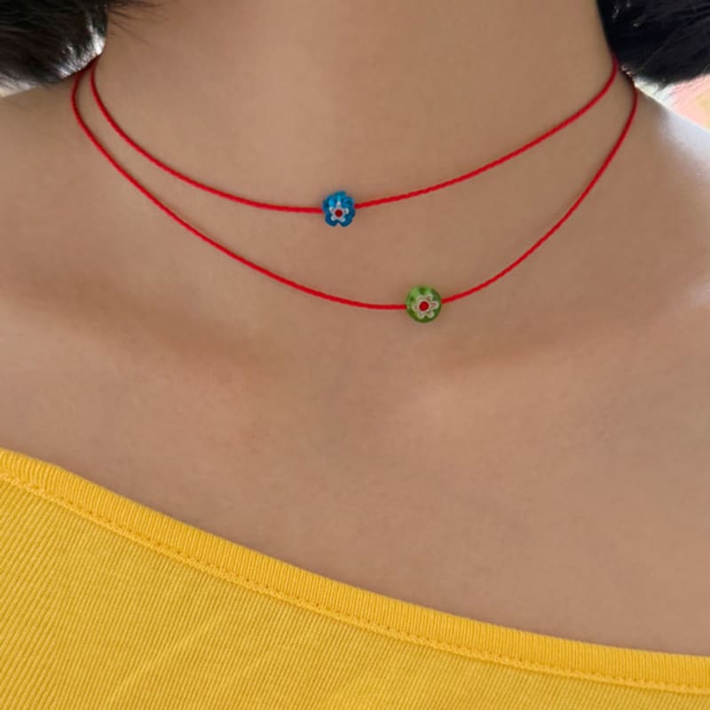 

FANTASTIC PLANET venezia flower string necklace (2colors) GREEN