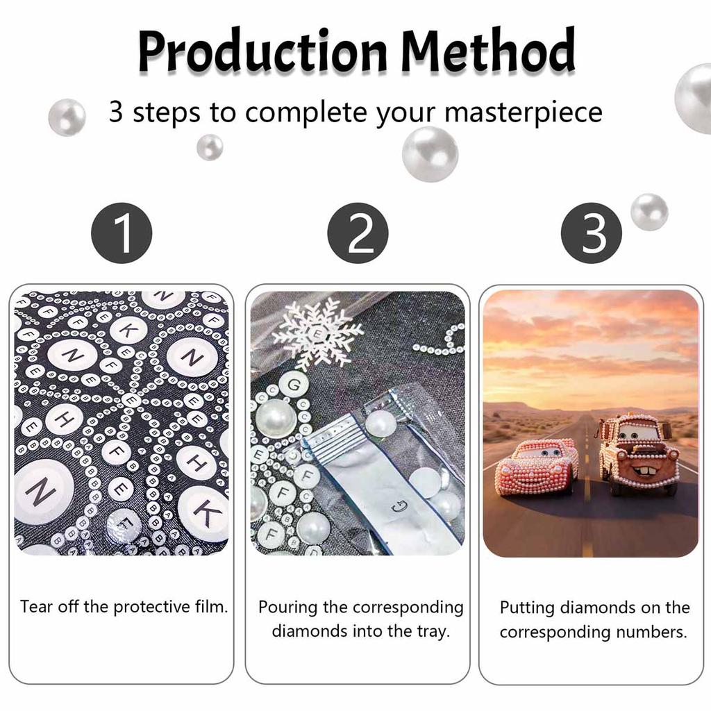 Disney Lightning McQueen Mater Creative Pearl Art Kit 5D DIY Pearl Embroidery Mosaic Cross-Stitch Kit for Home Decor
