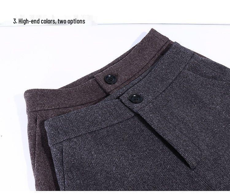 2025 Damen Graue Wollhose mit hohem Bund und weitem Bein: Schlankmachend, lockere Passform für Herbst/Winter