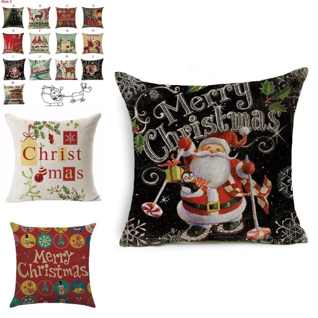 Festliche Weihnachten Xmas Leinen Kissenbezug mit elegantem einseitigem Druckdesign