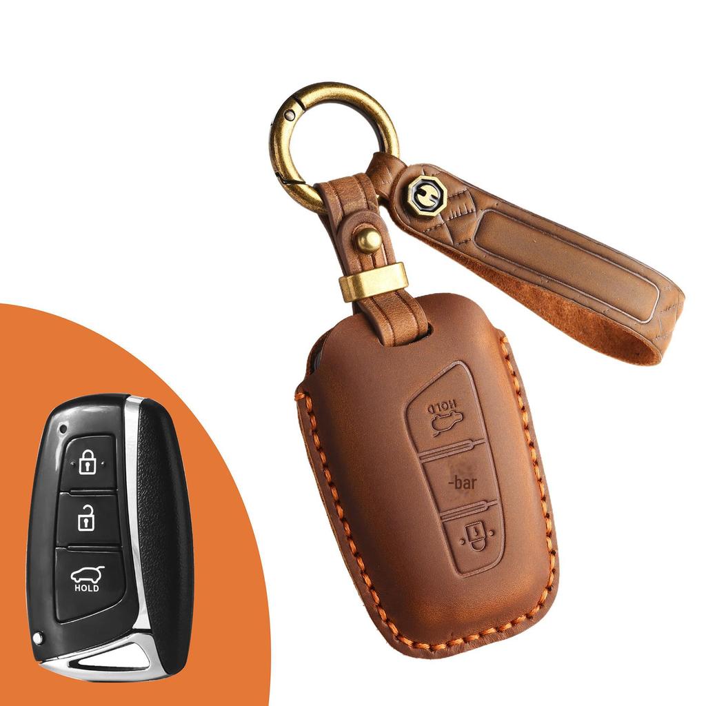 Genuine Leather Retro Key Cover for Hyundai IX45