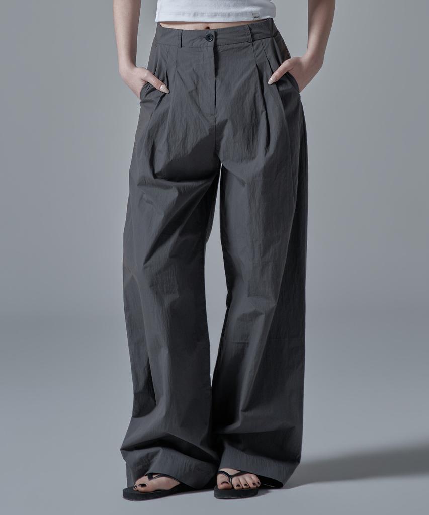 WAARFORWOMAN W1144 Nylon Wide Slacks_Charcoal