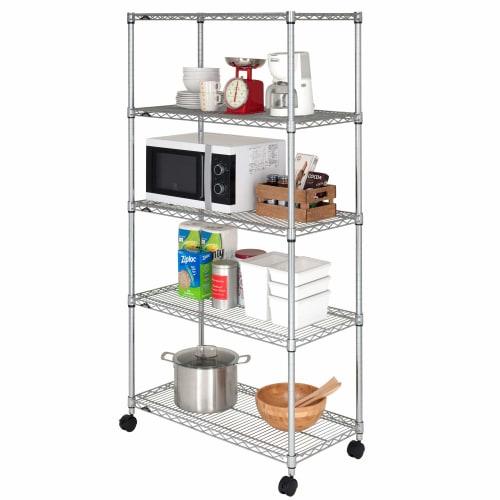 Doshisha Luminous Regular Steel Rack, 90cm Wide, 5 Shelves, Gap Storage, Rust-Resistant, Commercial Grade, 250kg Load Capacity (Per Shelf), Casters, W