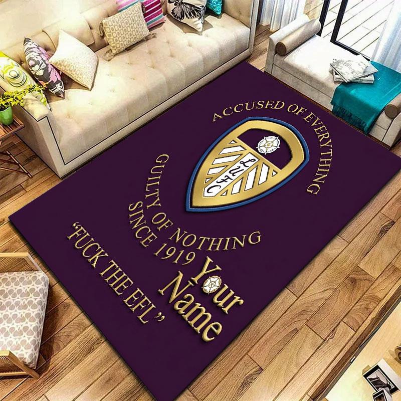 Leeds United Custom Name Carpet Rug for Living Room Bedroom Home Sofa Decoration,Kids Play Non-slip Floor Mat