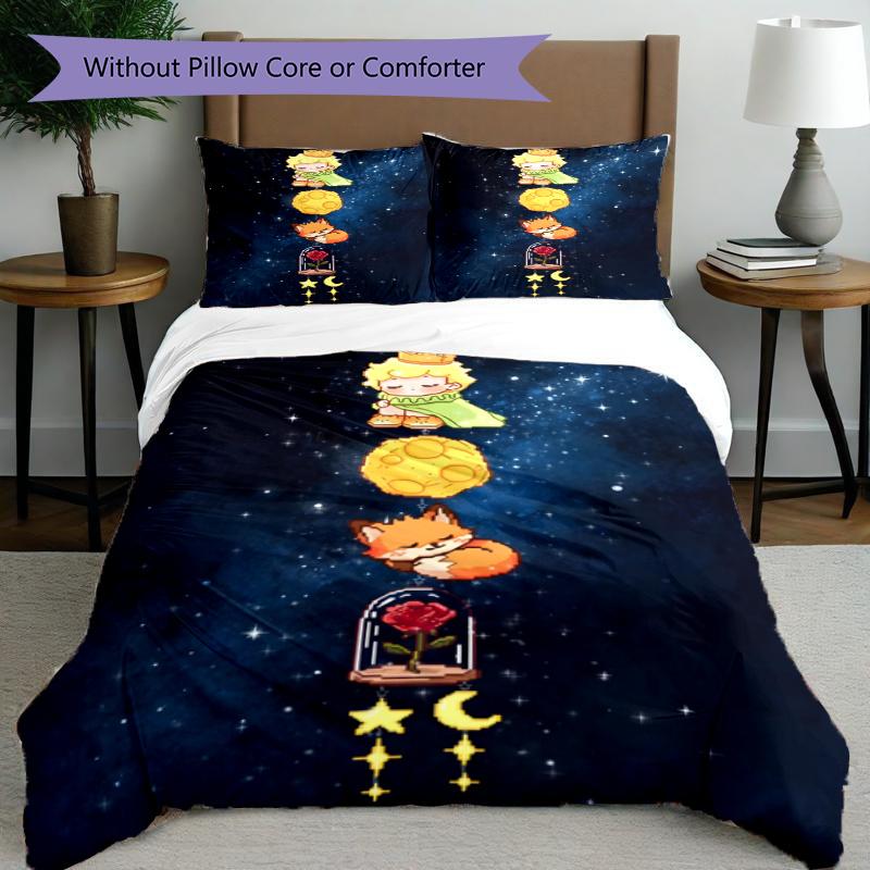 3pcs Duvet Cover Set (1*Duvet Cover + 2*Pillowcase, Without Core), The Little Prince Print Bedding Set, Bedroom Decor, All‑Season, Gift