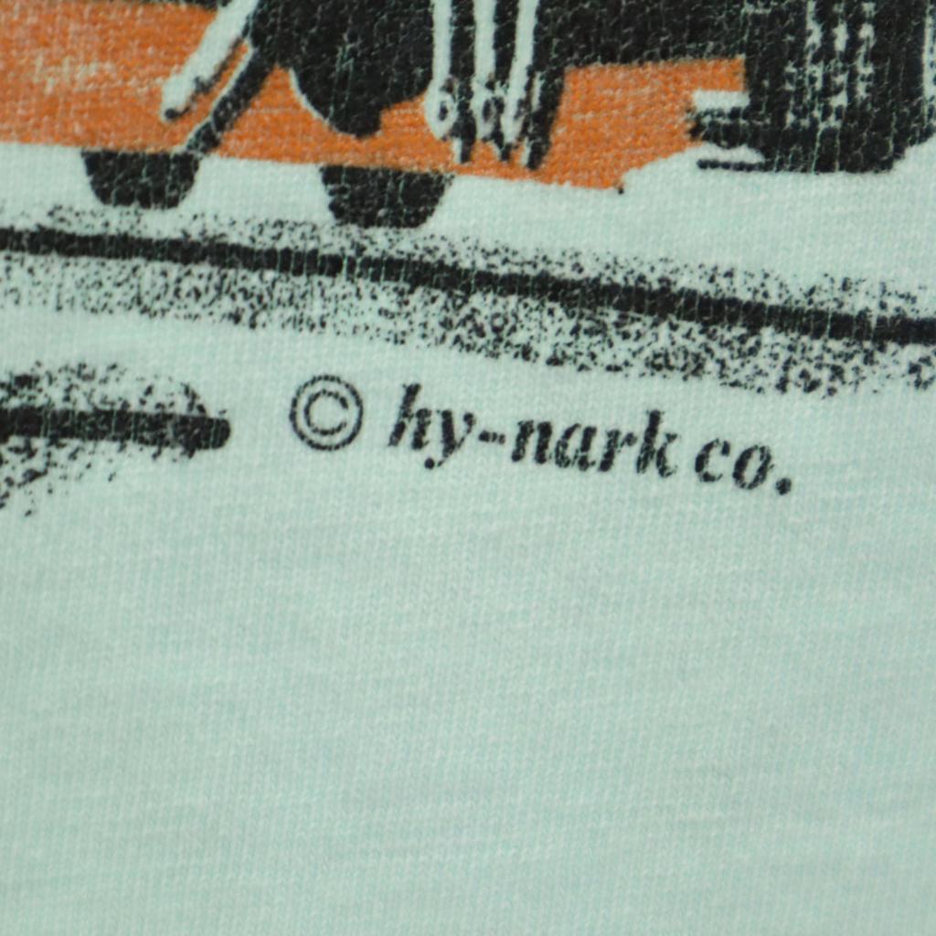 HANES 80s 90s Made In USA Old Railway Print Short Sleeve T-shirt Men's Used