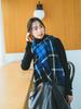 B:MING LIFE STORE by BEAMS Women's Wool Blend Check Stole, Blue, Free Size