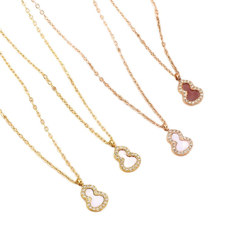 Titanium Steel Gourd Pendant Necklace - Women's Elegant Light Luxury Fashion Clavicle Chain