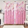 2pcs Cute Pink Dripping Frosting & Colorful Sprinkles Pattern Curtains Designed for Light Blocking Premium Material Suitable