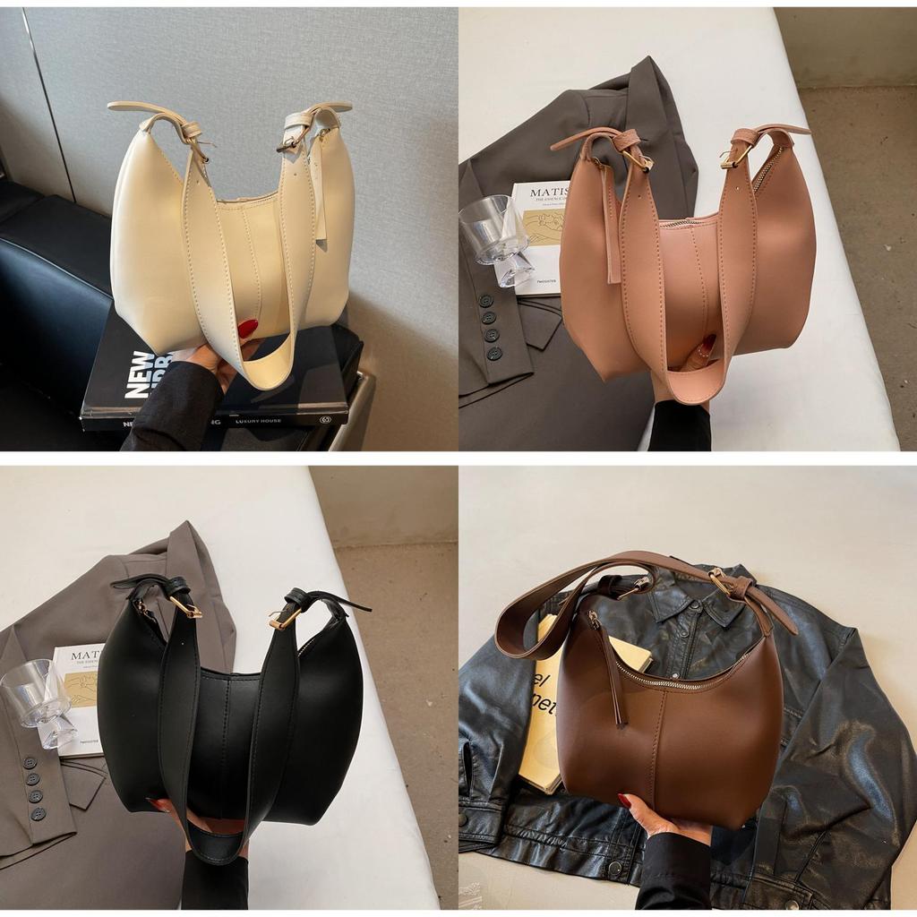 Korean Style Handheld Shoulder Bag For Women Pu Soft Leather Casual Accessory