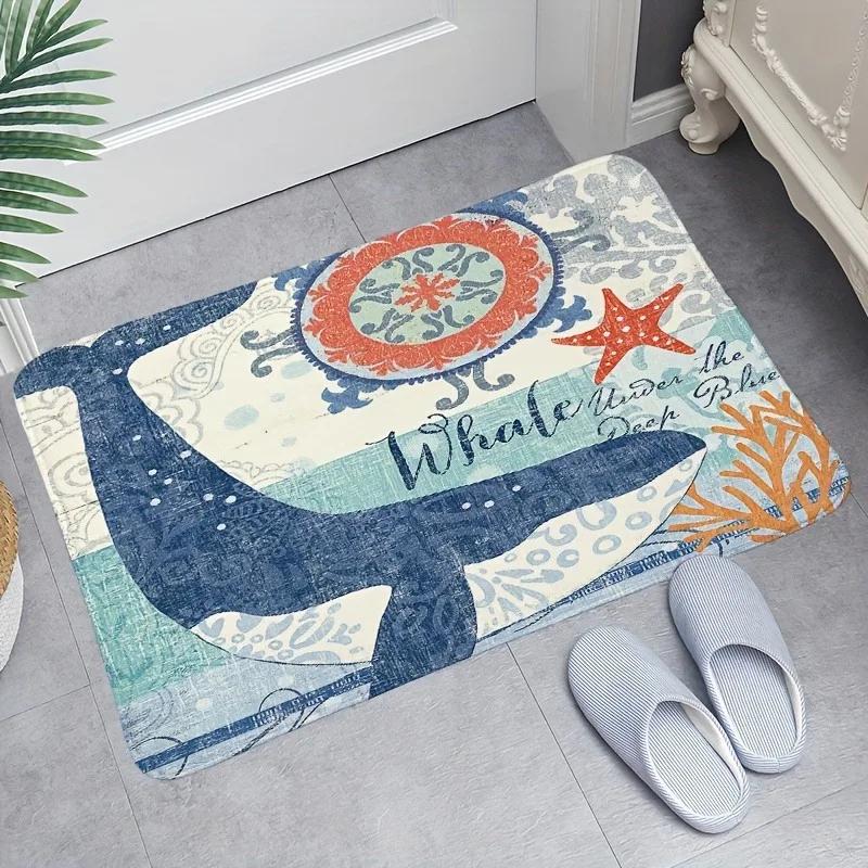 1PC Flowers Pattern Home Door Mats Kitchen Rugs Non-Slip Pop Design Bathroom Rugs Bath Mat Carpet for Home Sink Laundry Decor