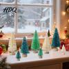 Small Christmas Tree Mini Bottle Brush Tree Artificial Miniature Tiny Sisal with Living Room Decor Wooden Base Winter Snow Frost Tabletop
