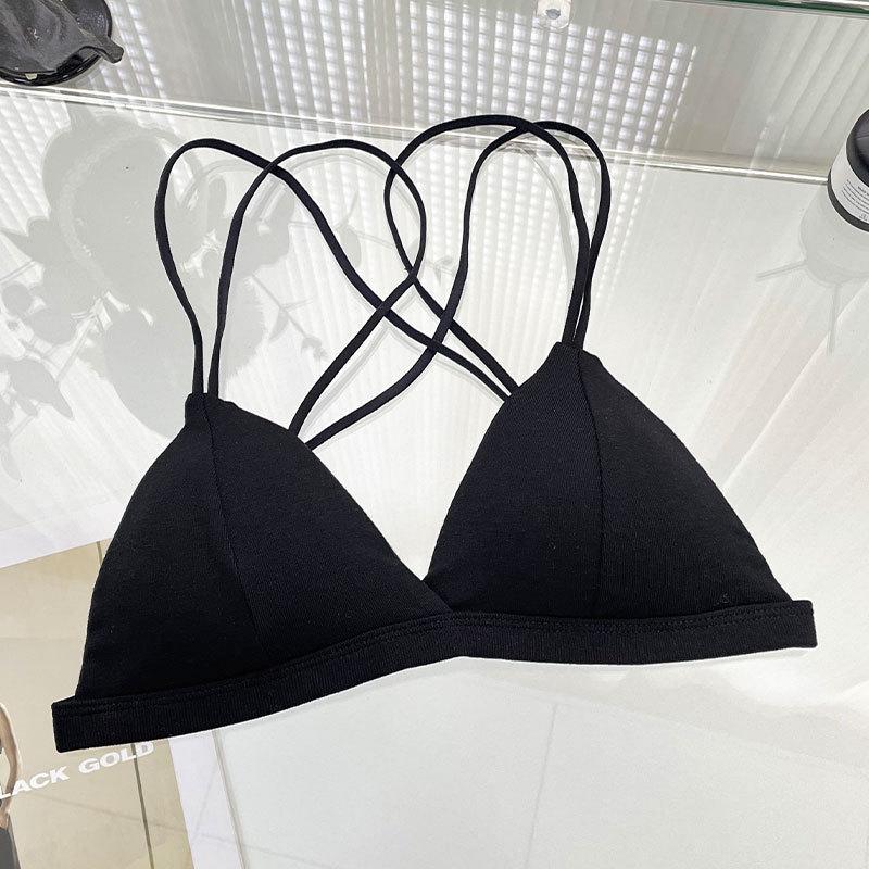 Summer Wire-Free Cotton Feel Triangle Bra - Breathable, Stylish Back Design for Women and Students