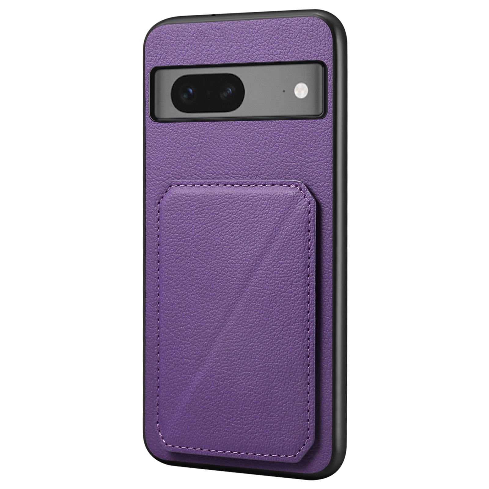 

For Google Pixel 7 5G Case Card Holder PU Leather Coated PC+TPU Kickstand Phone Cover Purple