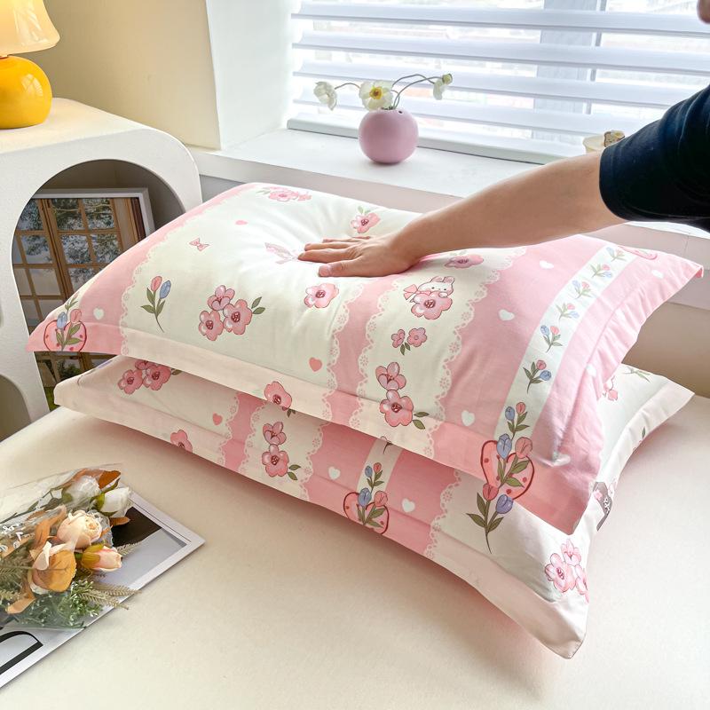 Children's Floral Pillowcase Set - Cotton with Memory Foam Core Cover (30x50cm & 40x60cm)
