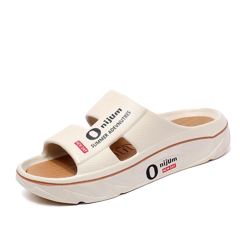 Slippers men's 2025 summer new men's non-slip thick bottom heightening home soft bottom comfortable couple fashion one-word drag