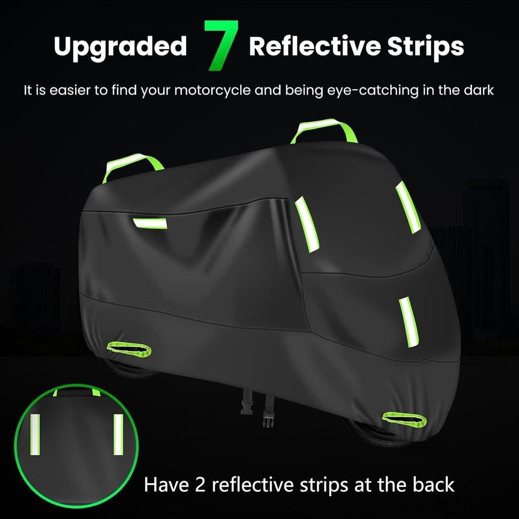 Cross-Border 210D Motorcycle Cover, Rain & Sunproof with Reflective Strips