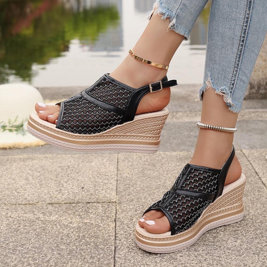 New Summer Fashion Sandals Wedge-heeled Waterproof Platform Thick-soled Roman Platform-soled Sandals Large Size Women's Shoes