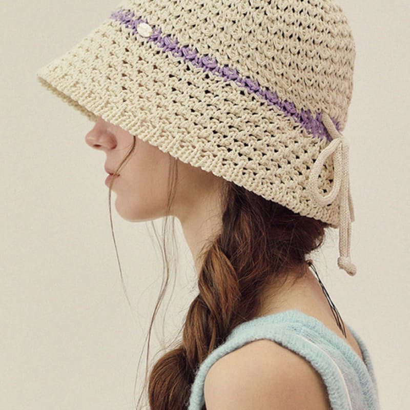 

Панама-ведро с цветной лентой Marchen Edge_3 цвета ivory