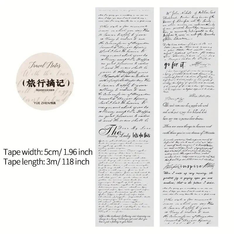 

5cm/ 1.96 Inch*3m/ 118 Inch PET Paper Tape Vintage English Alphabet Collage Text Decorative Tape DIY Junk Journal Supplies