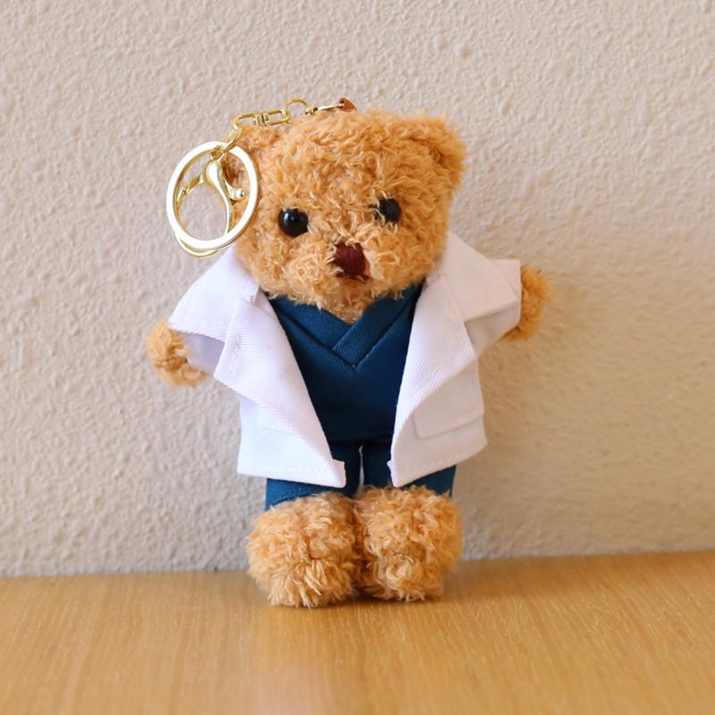 12cm Doctor/Nurse Teddy Bear Graduation Doll with Custom Logo - White Coat Pendant Souvenir