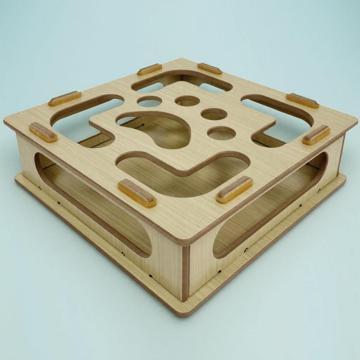 

Interactive Solid Wood Cat Toy Puzzle Climbing Frame with Teasing Ball and Peppermint Ball for Cats жовтий