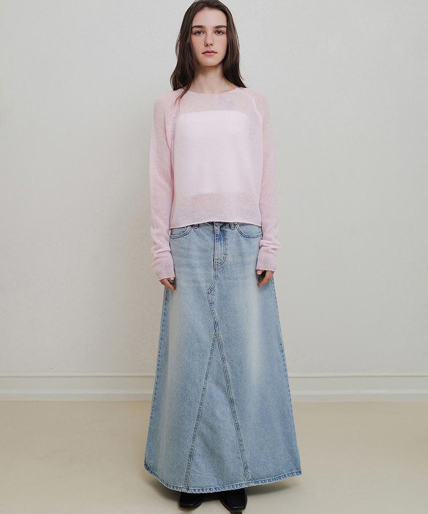 ANDNEEDS A Line Denim Skirt (Blue)