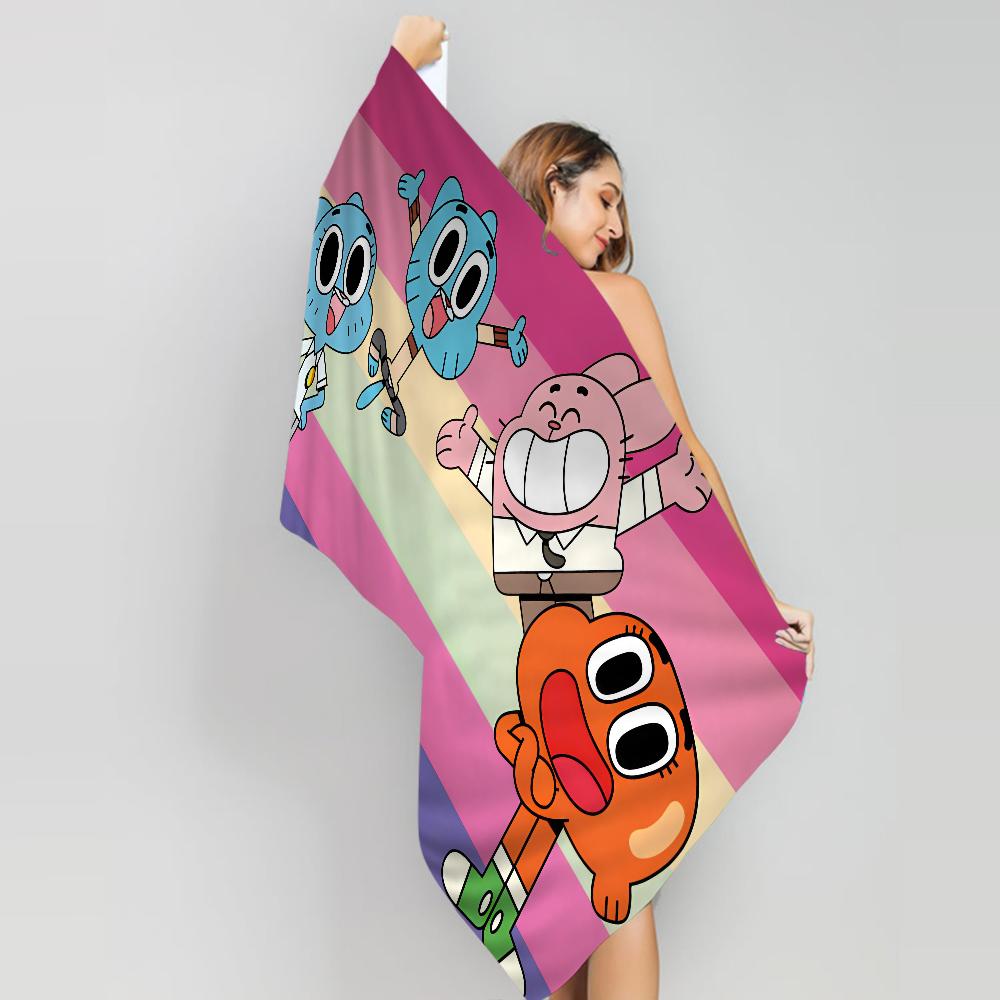 Das A_Erstaunlich Lustige W-Welt G-Gumball Zeichentrick Strandtuch Niedlich Kawaii Zimmerdeko Bad Mädchen Kinder Hand Für Badezimmer Dusche