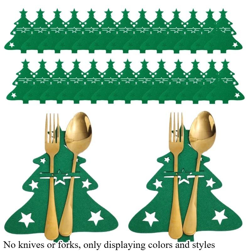 

10/20 шт. Красные Зеленые Чехлы для Столовых Приборов в Виде Рождественской Елки, Нож, Вилка, Ложка, Декор Стола, Рождественская Посуда, Карманные Держатели-Мешочки, Новогодний Ужин GREEN,10PCS