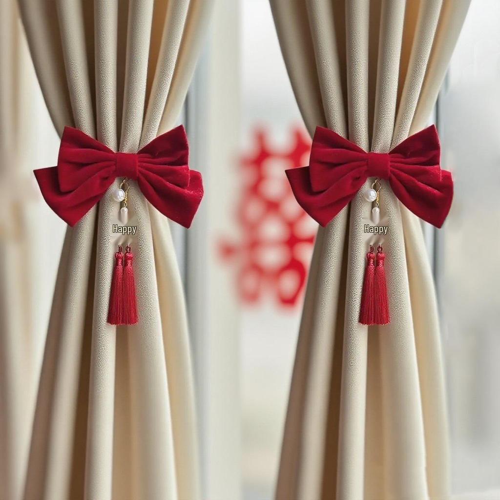 Elegante rote Vorhanghalter für Hochzeits- oder Wohnzimmerdekoration – Paar