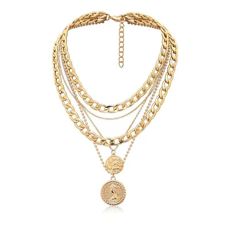 European and American Fashion Multi-Layer Round Pendant Necklace for Women