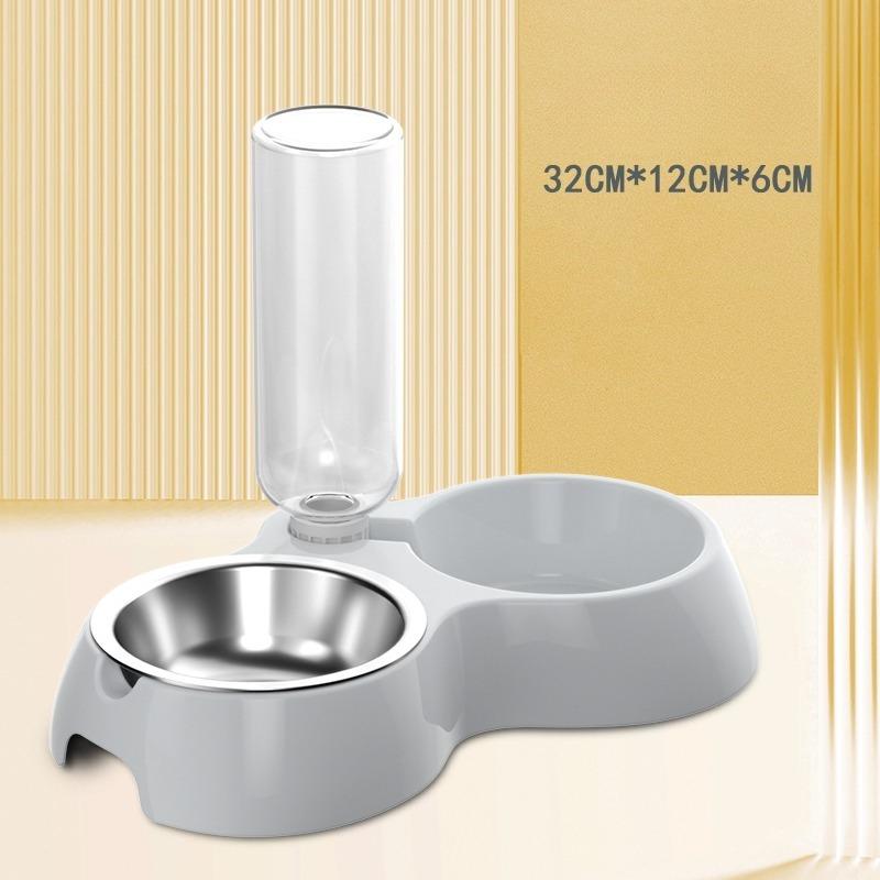 

Food Basin, Dog Food Bowl, Dry and Wet Separation, Anti-spilling Food and Water Double Bowl, Cat Rice Bowl Automatic Drinking Dog Basin Large Capacity серый