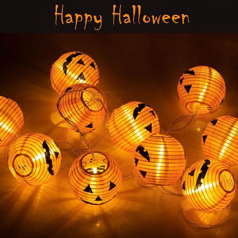 Luci a stringa di zucche di Halloween 3D Lanterne di Halloween per feste Casa Decorazione fai da te Luce bianca calda Luce a batteria