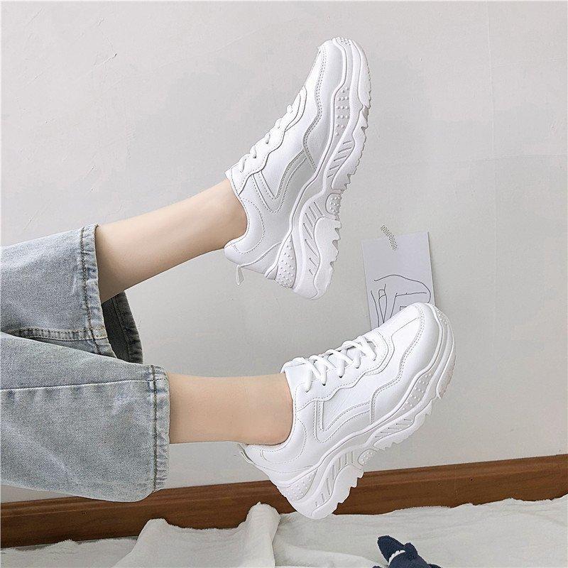 Fashion White Women Shoes New Chunky Sneakers for Women Lace-Up White Vulcanize Shoes Casual Fashion Dad Shoes Platform Sneakers Baskets