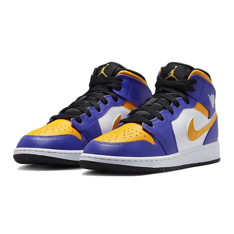 (GS) Air Jordan 1 Mid 'Lakers Purple' Kids' DQ8423-517