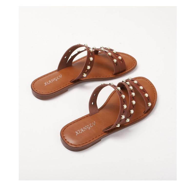 Ethnic Style Outside Wearing Sandals Bohemian Beaded Retro Roman Vacation