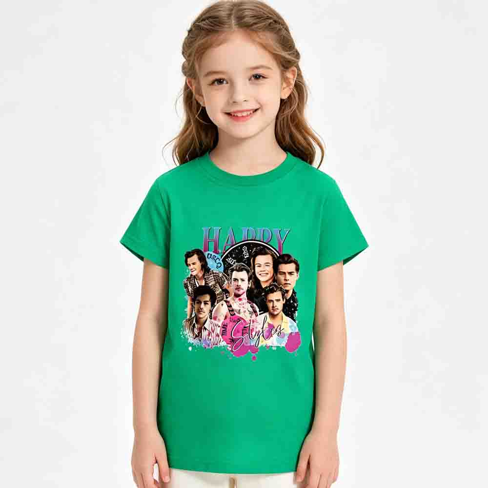 Maglietta Unisex in Cotone 100% Bambini Harry Styles Kiss All The Time Album Estate 2026 Girocollo Ragazzi Ragazze Hip Hop Manica Corta T-shirt Regalo per Fan