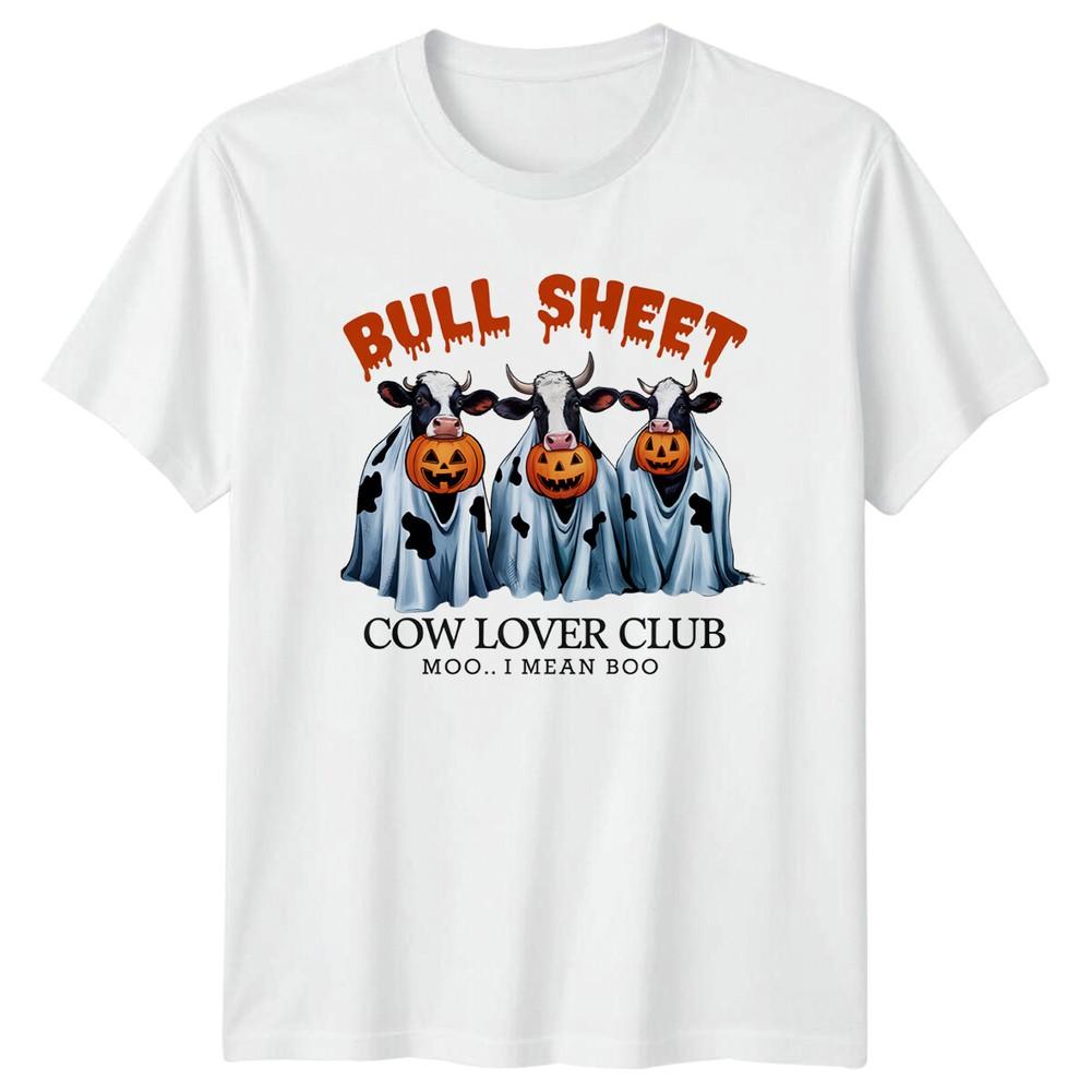 Bull Sheet Cow Lover Club Moo I Mean Boo Halloween Ghost TShirt S