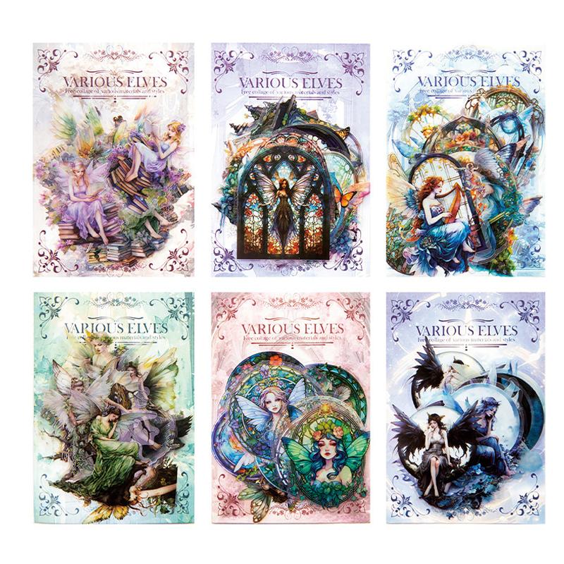 30 pcs Cute cartoon elf PET sticker bag hand tent DIY collage decorative stickers hand made Collage material