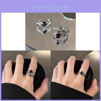 Dark Fantasy Thorns Adjustable Ring With Wave Design For Couples And Unisex Wear