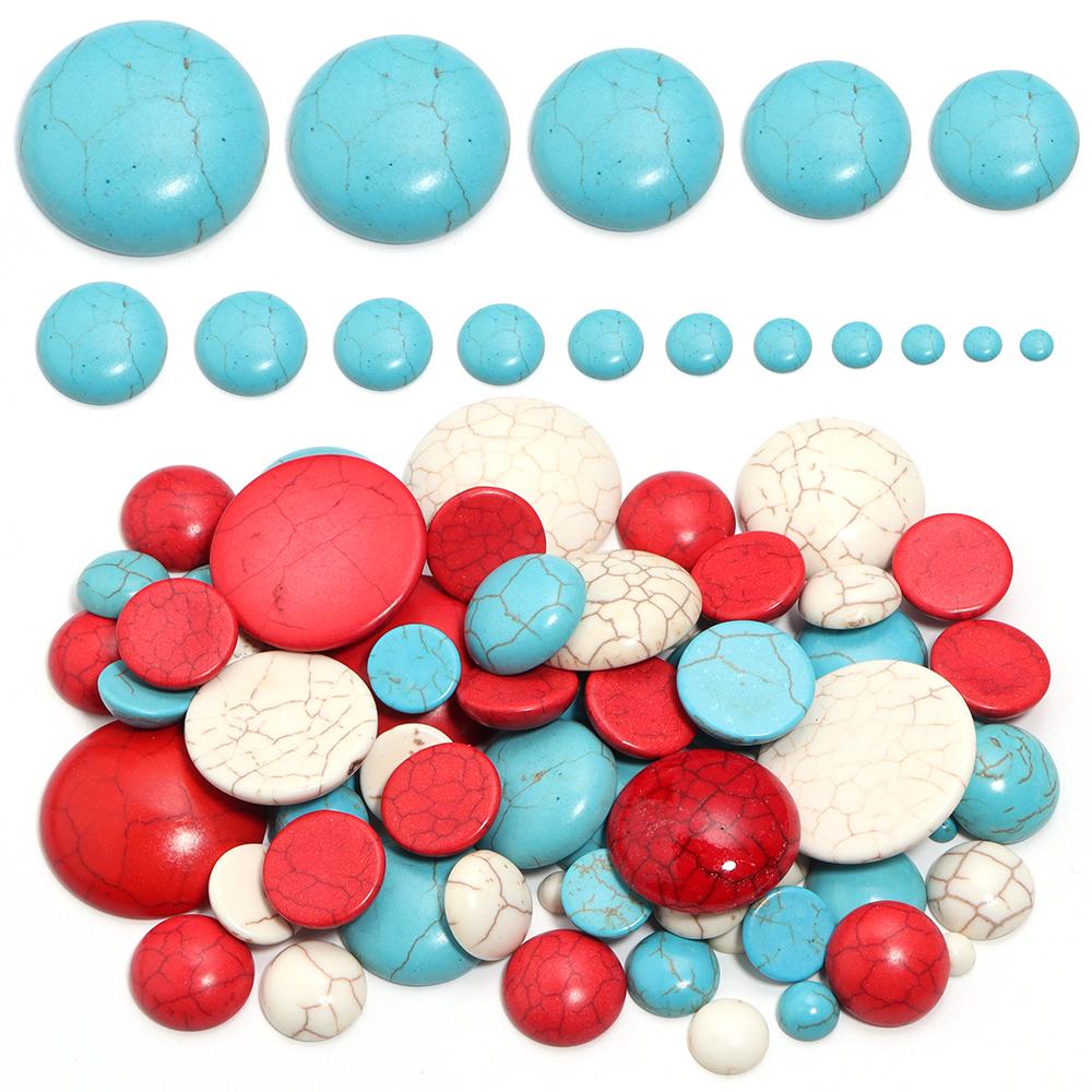 10pcs 2-30mm Natural Stone Turquoises Cabochon Beads Flat Back Round Cabochons Cameo For Jewelry Making DIY Ring Accessories