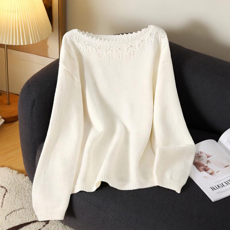

Off-Shoulder Hollow Knit Top One Size