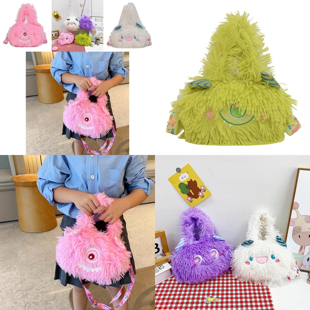 Entzückende Plüschmonster-Schultertasche für Mädchen, weich und leicht, Handtasche für Kinder