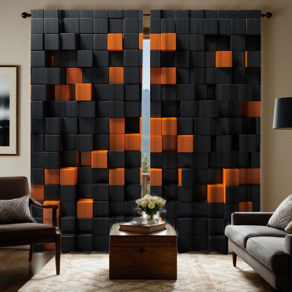 Piece Hd Digital Black Tie Solid Wood Mosaic Curtain Home Decoration Style Living Room Bedroom Through Rod For Sitting Made Of Polyester