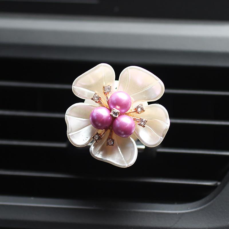 Car Air Vent Perfume Clip Pearl Flower Car Interior Decoration Gift