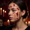 Tatuaggi Temporanei Sicuri con Inchiostro 30 Pezzi Adesivi Tatuaggio Cicatrice di Halloween, Decalcomanie Realistiche di Ferite Finte per Decorazioni Viso Spaventoso Braccio Corpo, Impermeabili