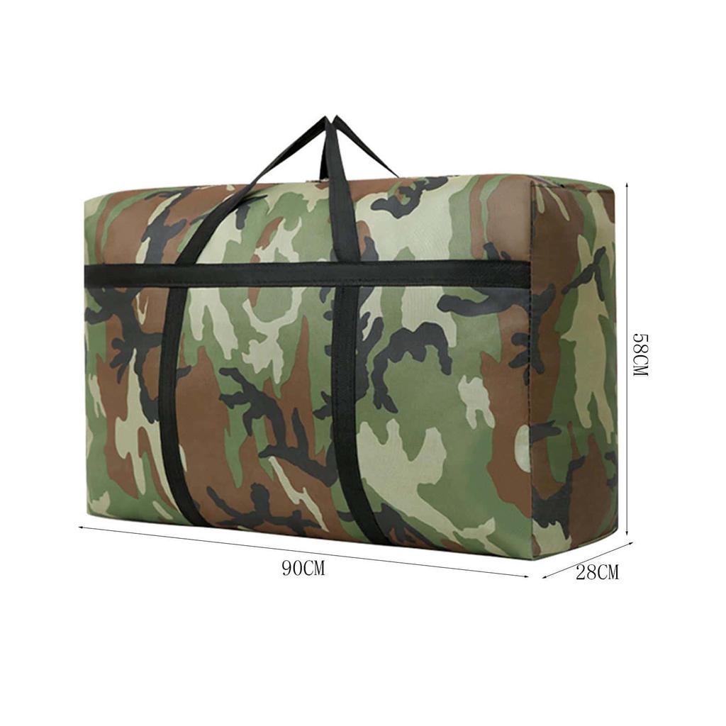 Camouflage 150L Extra Large Moving Bags, Heavy Duty Storage Bags, Oxford Cloth Wrap Around Handles Double Zipper, Reusable