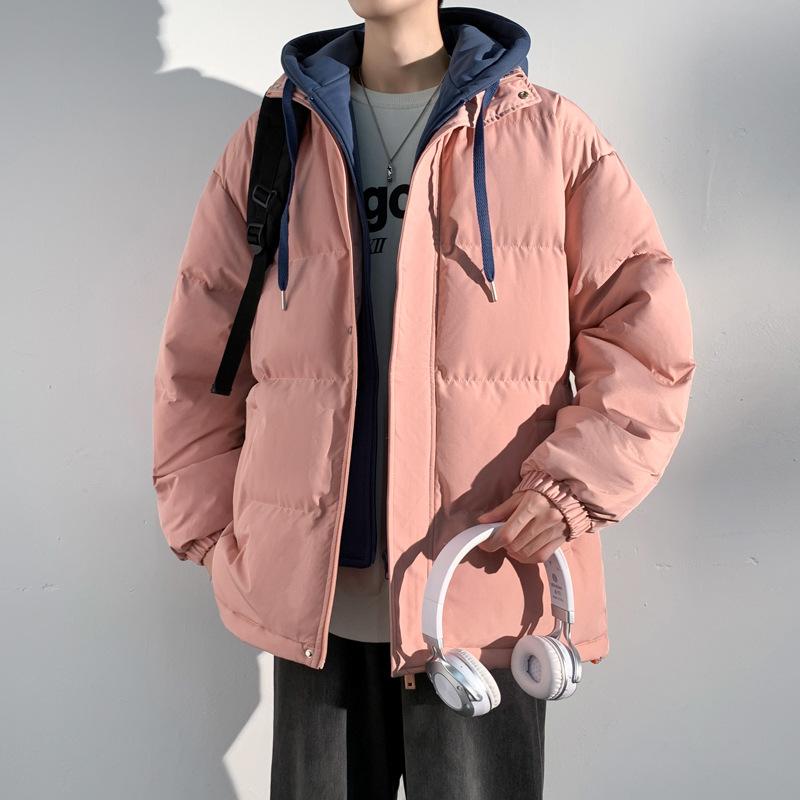 Gepolsterte Kleidung Herbst und Winter warme gepolsterte Kleidung Herren und Paare Fake Two Streetwear gepolsterte Jacken mit Kapuze trendig locker Brot-Kleidung Jacke